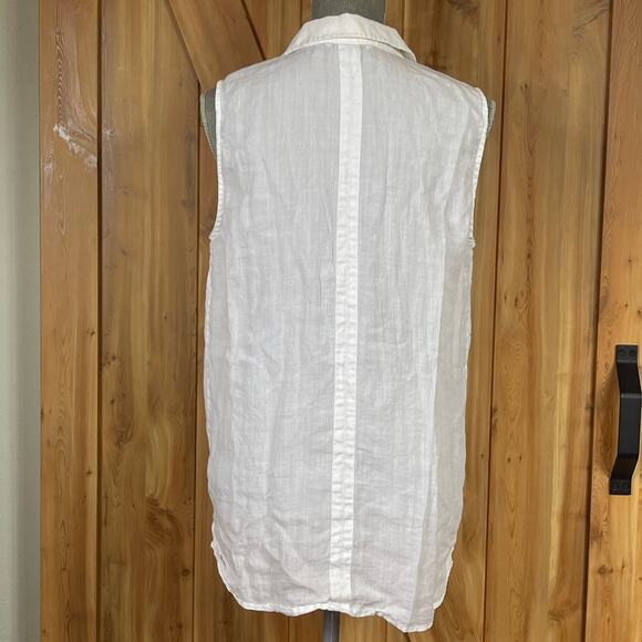 Calvin Klein Snap Front Linen Sleeveless Blouse size M - Picture 4 of 5
